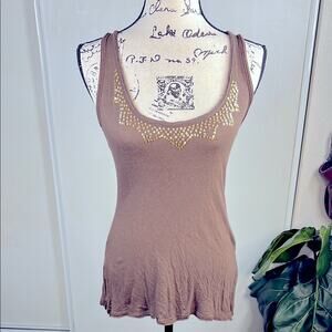 Guess Brown Sequin Embellished Tank Top size M